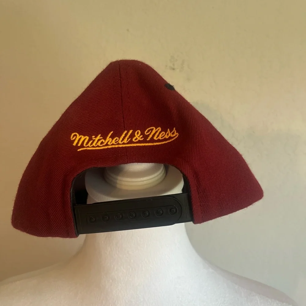 Red And Black Mitchell and Ness Cleveland Cavilers SnapBack Hat - Athleisure